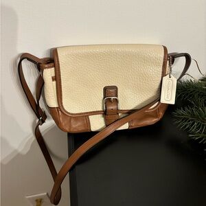 Vintage Cream and Brown Leather Coach Purse